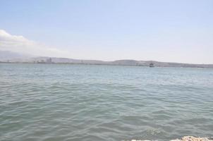 Steamboat ferry port and sea background and landscape photo