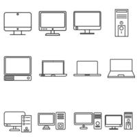 Computer  icon vector set. pc illustration sign colllection. device symbol. Laptop logo.
