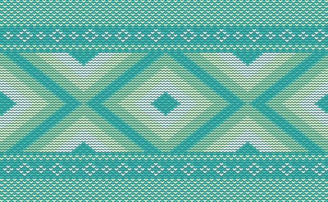 Knitted ethnic pattern, Vector cross stitch Nordic background, Embroidery illustration ornate style