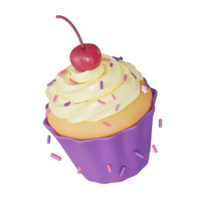 Cheese cupcake with cherry 3d sweets icon png