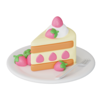 Strawberry cheese cake 3d sweets icon png