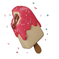 Strawberry and chocolate stick ice cream 3d sweets icon png