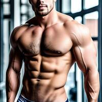 Clean Portrait of Muscular Man Body with Sixpack Abs Realistic 3D Illustration photo