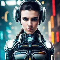 Uncanny Ultra Realistic 3D Illustration of An Ultra Realistic Mechanical Robot photo