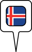 Iceland flag Map pointer icon, square design. png