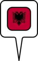 Albanie drapeau carte aiguille icône, carré conception. png