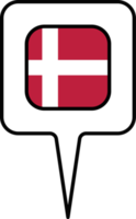 Dänemark Flagge Karte Zeiger Symbol, Platz Design. png