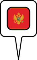 Montenegro Flagge Karte Zeiger Symbol, Platz Design. png