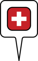 Schweiz Flagge Karte Zeiger Symbol, Platz Design. png