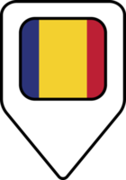 Romania flag map pin navigation icon, square design. png