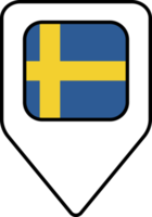 Suecia bandera mapa alfiler navegación icono, cuadrado diseño. png