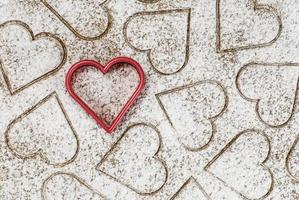 Background of heart shaped cookies for Valentine's day photo