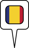 Romania flag Map pointer icon, square design. png