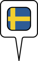 Suède drapeau carte aiguille icône, carré conception. png