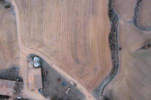 Aerial view of yellow wheat fields photo