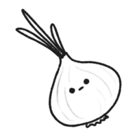 dibujado a mano linda línea cebolla, linda vegetal personaje diseño en garabatear estilo png