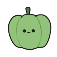 hand getekend schattig groen klok peper, schattig groente karakter ontwerp in tekening stijl png