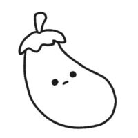 Hand-drawn Cute line eggplant, Cute vegetable character design in doodle style png