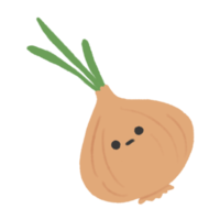 dibujado a mano linda cebolla, linda Fruta personaje diseño en garabatear estilo png