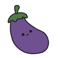 Hand-drawn Cute eggplant, Cute vegetable character design in doodle style png