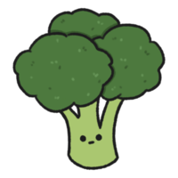 Hand-drawn Cute Broccoli, Cute vegetable character design in doodle style png