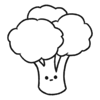 disegnato a mano carino linea broccoli, carino verdura personaggio design nel scarabocchio stile png