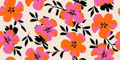 mano dibujado flores, sin costura patrones con floral para tela, textiles, ropa, envase papel, cubrir, bandera, interior decoración, resumen antecedentes. vector