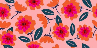 mano dibujado flores, sin costura patrones con floral para tela, textiles, ropa, envase papel, cubrir, bandera, interior decoración, resumen antecedentes. vector