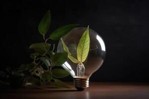 A lightbulb concept for regenerative energy created with technology photo