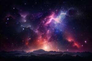 Photo realistic galaxy in the nightsky background created with technology.