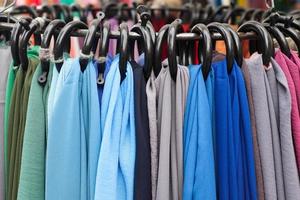 Samples of cloth and fabrics in different colors found at a fabrics market in Germany photo