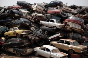 A pile of cars created with technology. photo