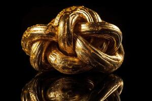 un nudo hecho de oro creado con generativo ai tecnología. foto