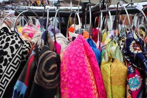 Samples of cloth and fabrics in different colors found at a fabrics market in Germany photo