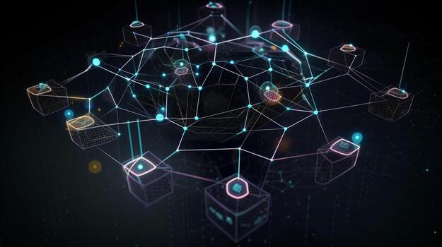 technology block chain concept background photo