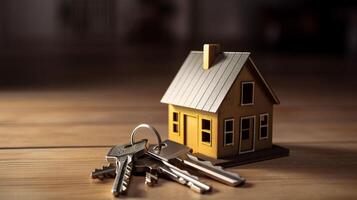 3d house with keys real estate concept photo