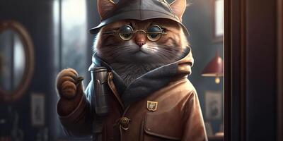 a cat in spy outfit photo