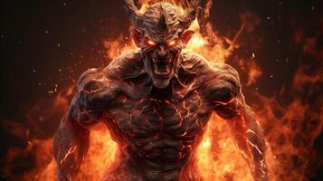 a big devil burning in fire photo