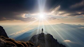 a alone man doing pray for god, a spiritual connection with god photo