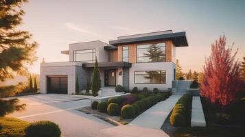 3d modern luxury real estate house for sale and rent , luxury property concept, photo