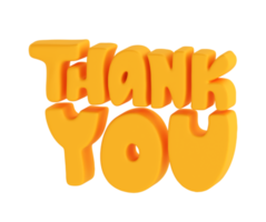 Thank you orange lettering 3d text icon hand drawn, thanksgiving day Cute Illustration isolated transparent png background