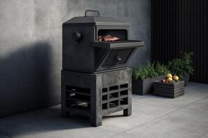 Charcoal BBQ on a Concrete Patio photo