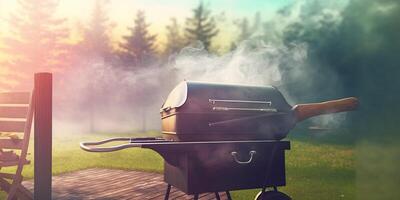 Barbecue Grill In The Open Air. Summer Holidays photo