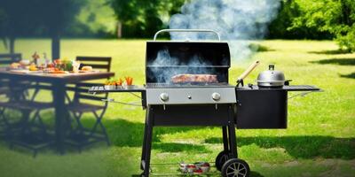 Barbecue Grill In The Open Air. Summer Holidays AI Generated photo