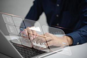 Business intelligence key performance indicators KPI and Business intelligence, or BI, is a strategy , financial and investment marketing , diagram statistic big data. photo
