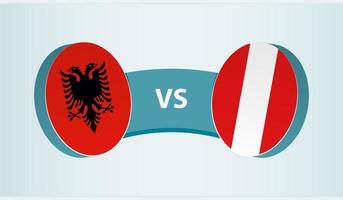 Albania versus Perú, equipo Deportes competencia concepto. vector
