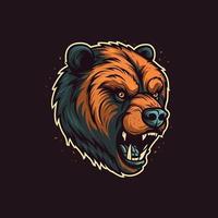 un logo de un enojado oso cabeza, diseñado en esports ilustración estilo vector