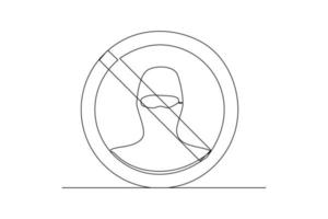 Single one line drawing no terrorism. Anti terrorism concept. Continuous line draw design graphic vector illustration.