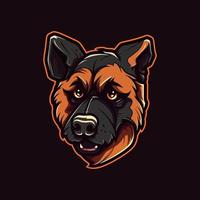 un logo de un zombi perro cabeza, diseñado en esports ilustración estilo vector