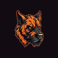 un logo de un zombi perro cabeza, diseñado en esports ilustración estilo vector